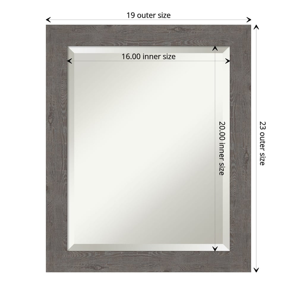 Beveled Bathroom Wall Mirror - Rustic Plank Grey Narrow Frame