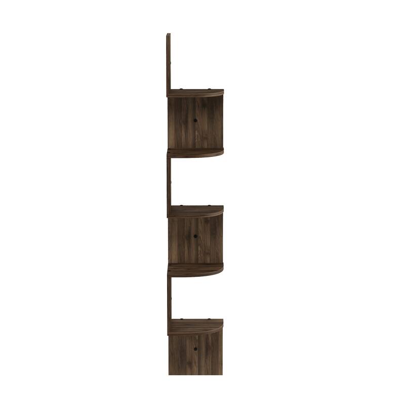Porch & Den Munjoy Espresso 5-tier Wall-mount Floating Corner Shelf