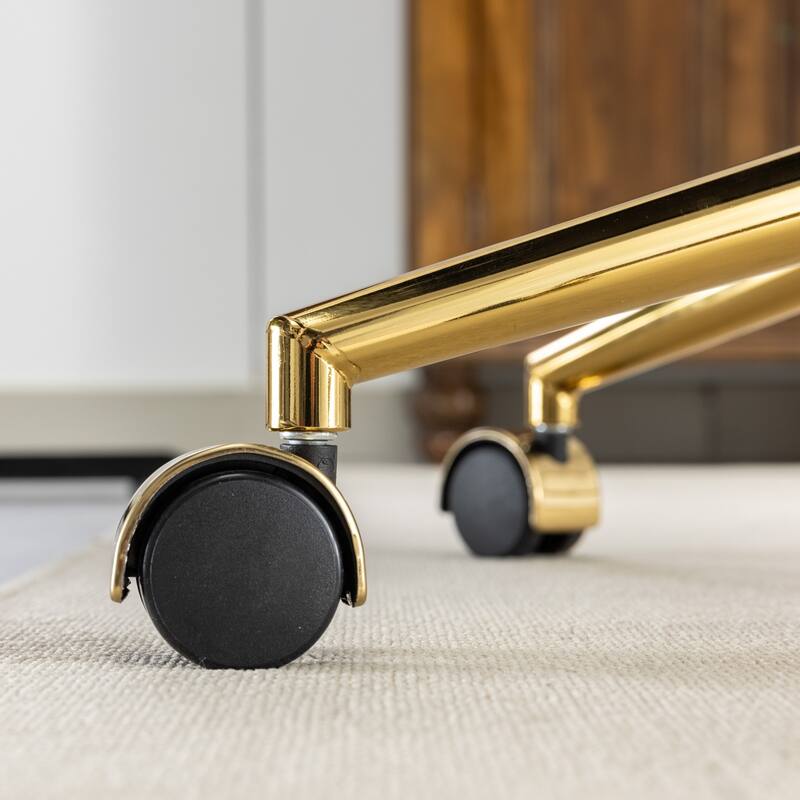 GDF Studio - Modern Upholstered Swivel Home Office Chair with Golden Metal Base and Artificial Rabbit Hair Comfort