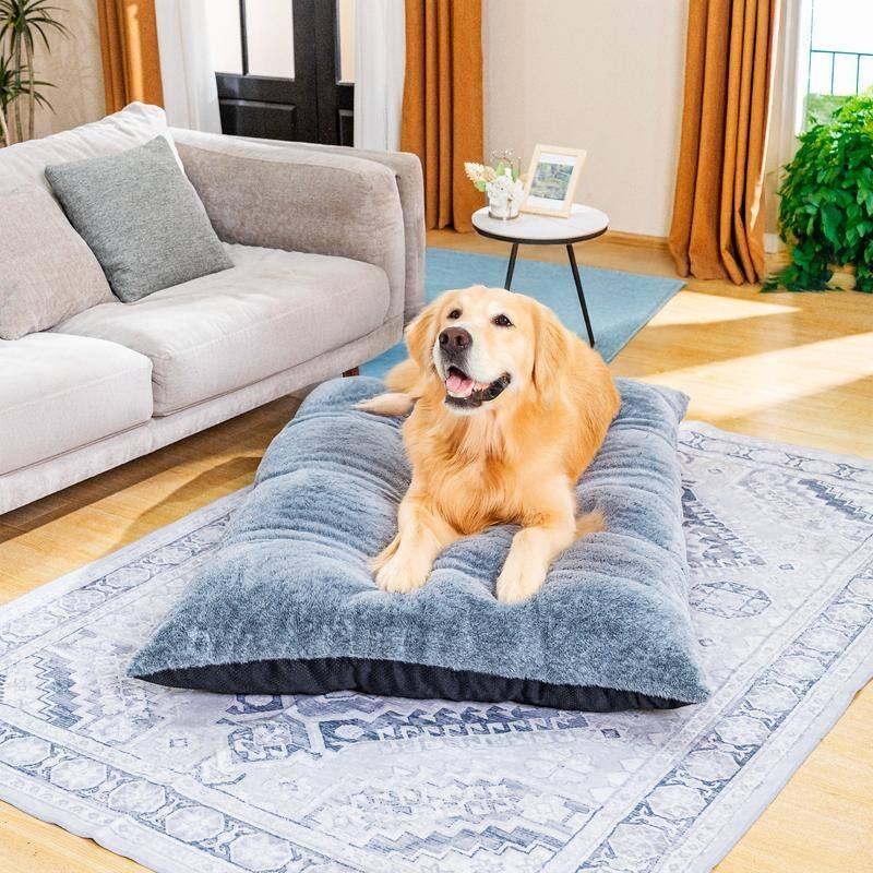 3-Size Fluffy Deluxe Dog Bed, Comfy Pet Sleeping Mat with Alcantara Upholstery and Anti-Slip Bottom, Washable Soft Puppy Pad