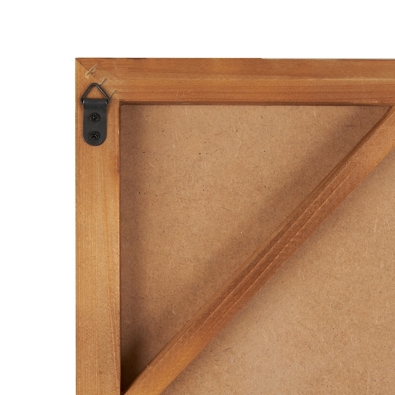 White Wood Dimensional Geometric Shaped Geometric Wall Decor with Brown Wooden Frame