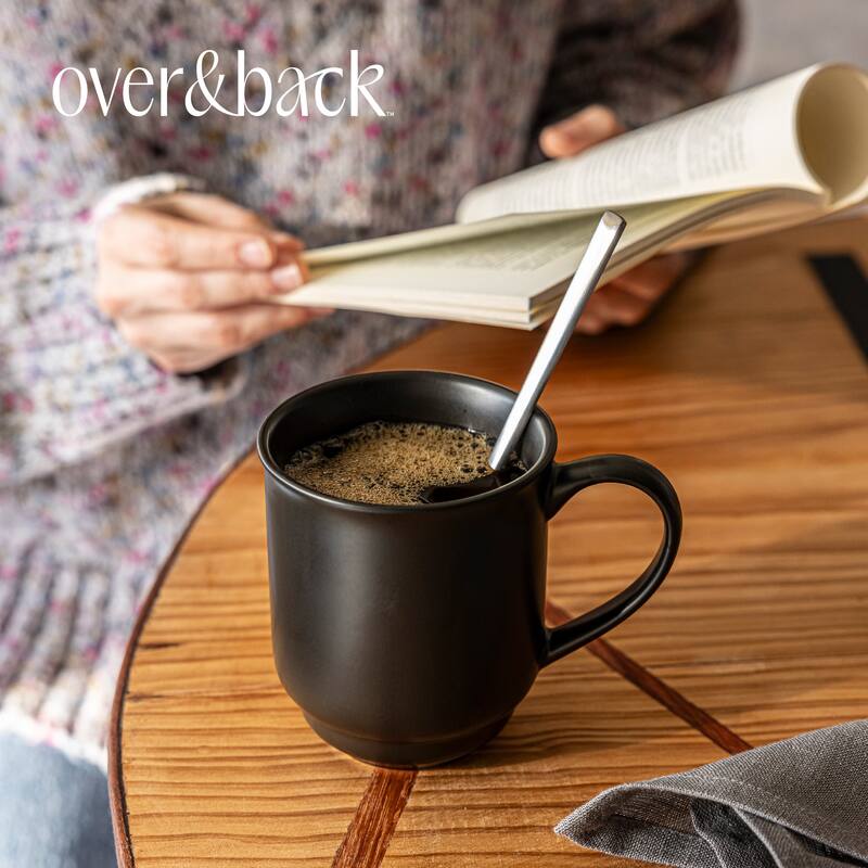 over&back Rimmed 16oz Semi-Matte Stoneware Mugs, Set of 4