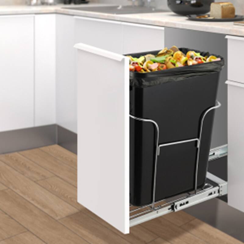 Pull Out Trash Can Under Cabinet for 30L Trash Can, Trash Can Not Included - 10.47*17.72inch-Handle style