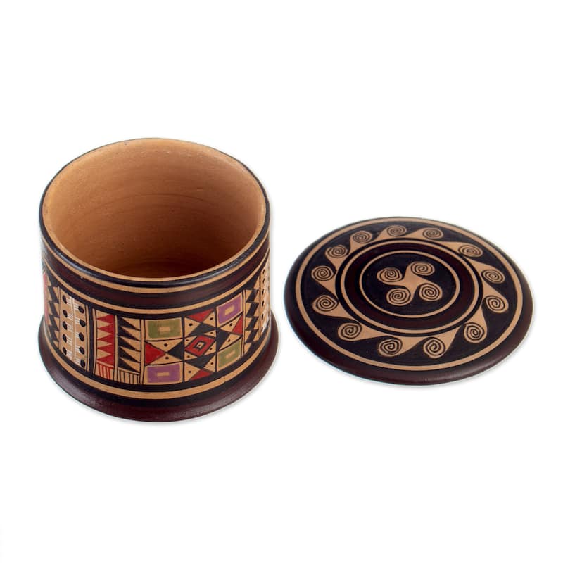 Novica Handmade Inca Splendor Ceramic Decorative Box