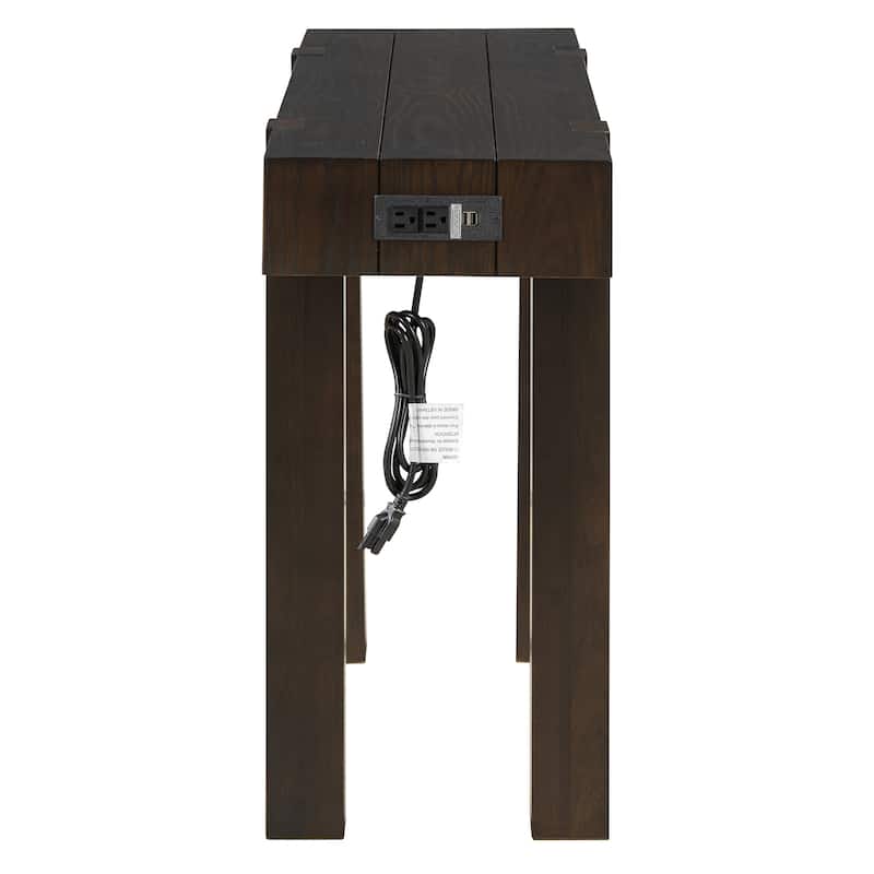 Rustic Minimalist Console Table with 1 Hidden Drawer and Side Power Outlet