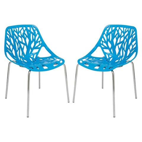 LeisureMod Asbury Modern Open Back Plastic Dining Side Chair Set of 2