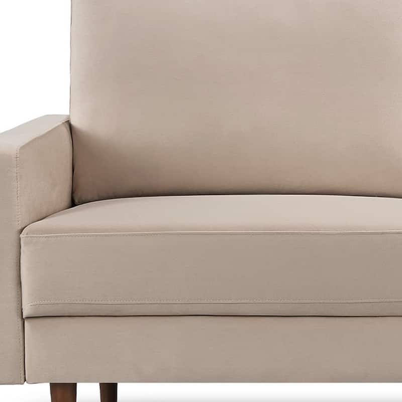 HomeRoots 69" Beige Velvet Sofa With Dark Brown Legs - 69