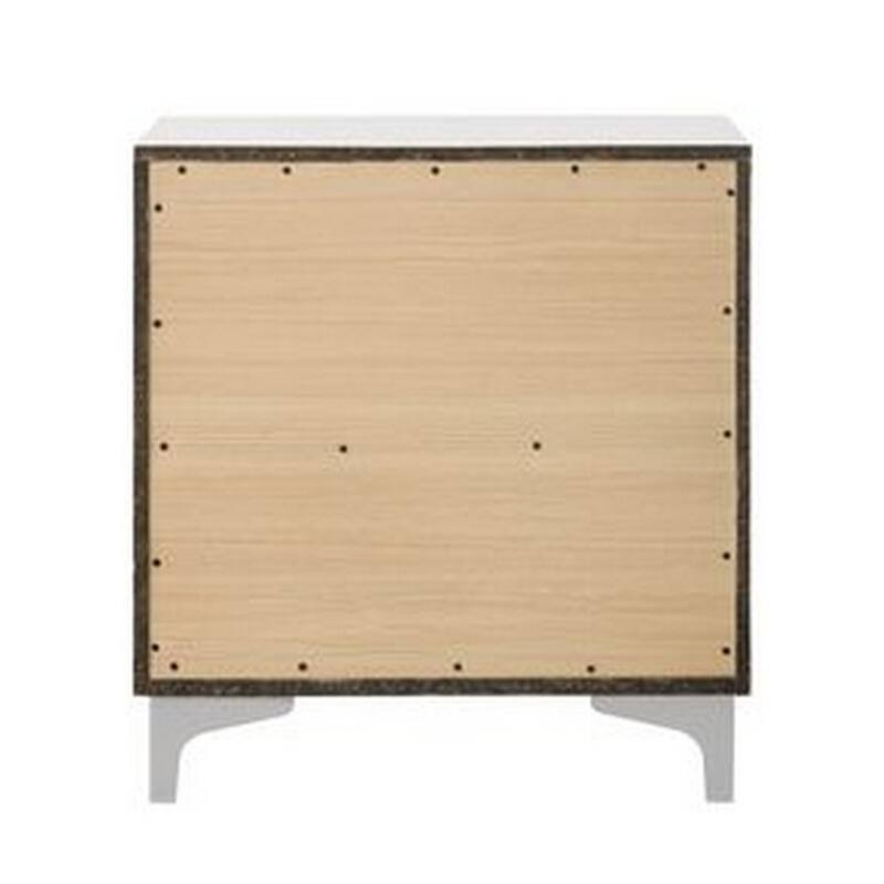 White 2 Drawer 22 in. W Nightstand with Bar Metal Handles