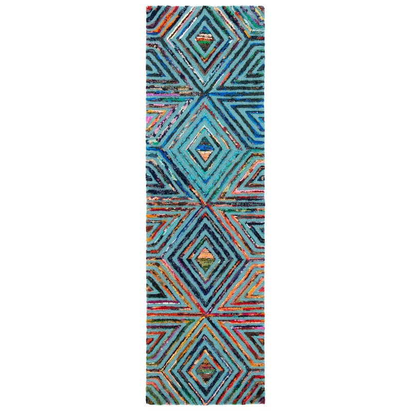 SAFAVIEH Handmade Nantucket Telma Contemporary Cotton Rug - 2'3" x 6' Runner - Blue