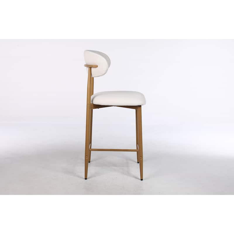 GDFStudio - Rowan Contemporary Upholstered Counter Height Bar Stool Set with Metal Legs and Supportive Back Design