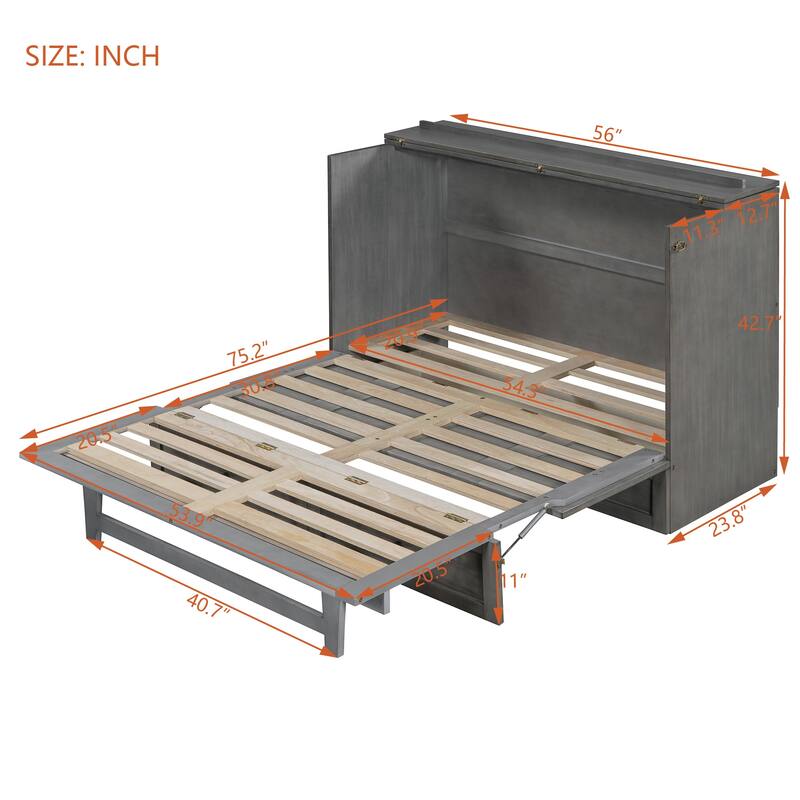 Modern Murphy Bed with Storage Drawers and USB