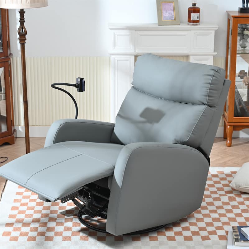 GDFStudio - PU Swivel Rocker Recliner with 360° Motion & Manual Control