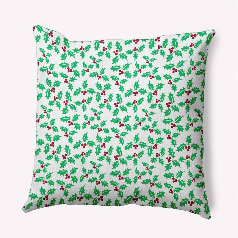 Holly Bush Christmas Indoor/Outdoor Throw Pillow - 16" x 16" - Bright Green