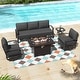 preview thumbnail 90 of 144, Aluminum Patio Outdoor Sectional Sofa Set with Fire Pit, Swivel Rocking Chairs and Ottomans
