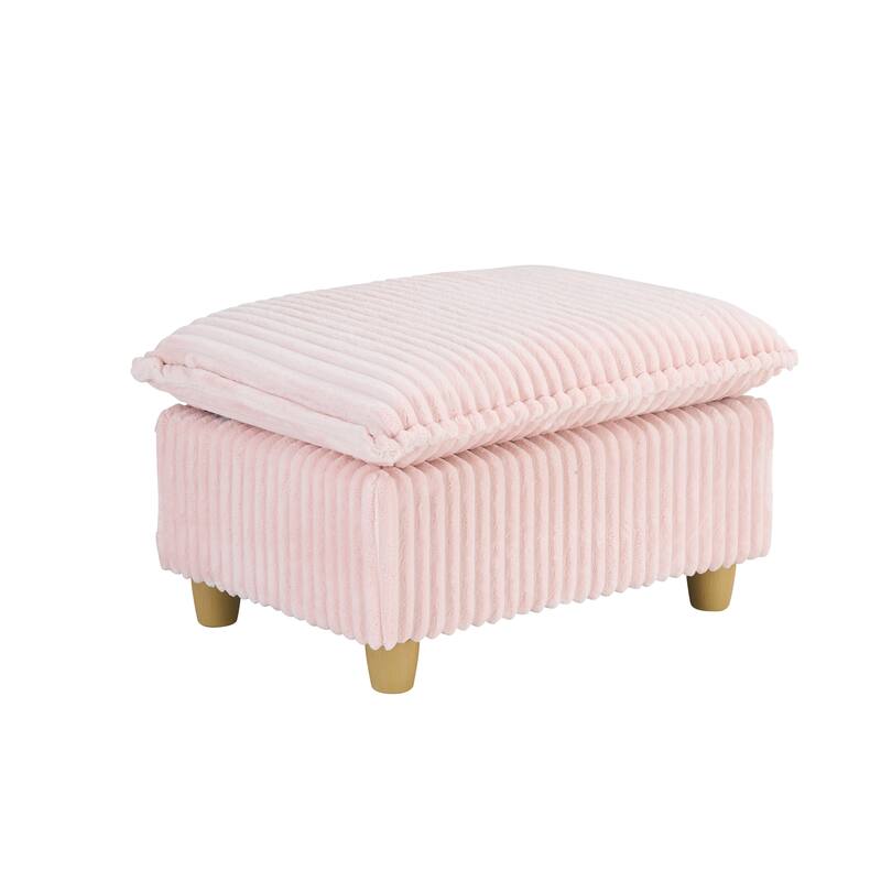 Single Sofa with Ottoman, Comfy Corduroy Upholstered Armchair, Lounge Chair with Throw Pillows for Living Room, Balcony