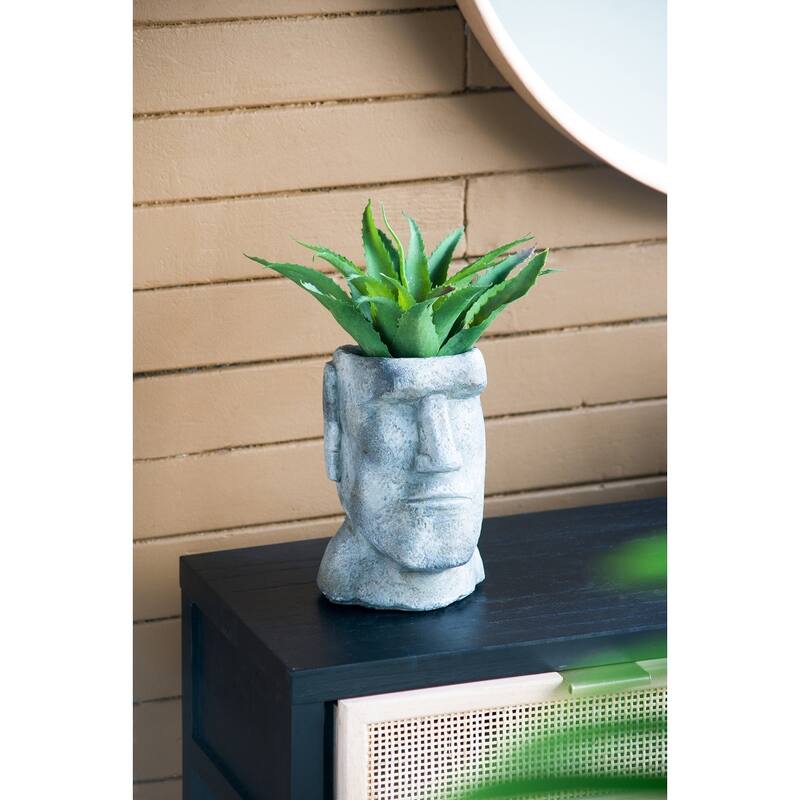 GDFStudio Easter Island Cement Small Planter - 5x5.5x9"