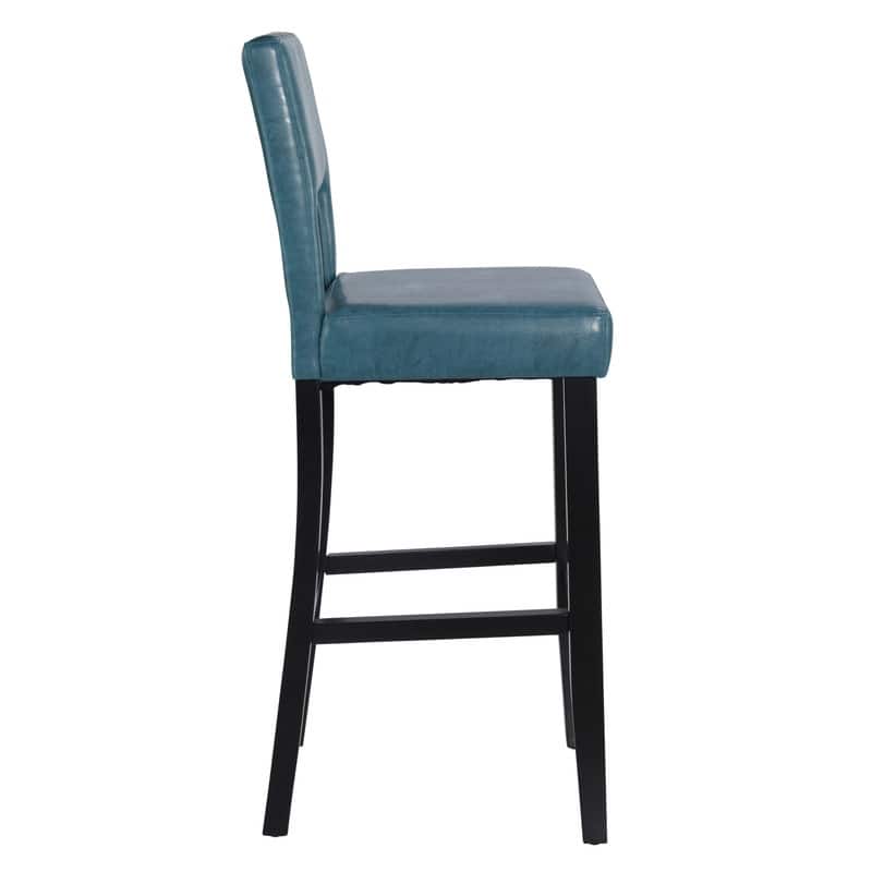 Linon Warren Faux Leather Aegean-Blue 30-inch Bar Stool