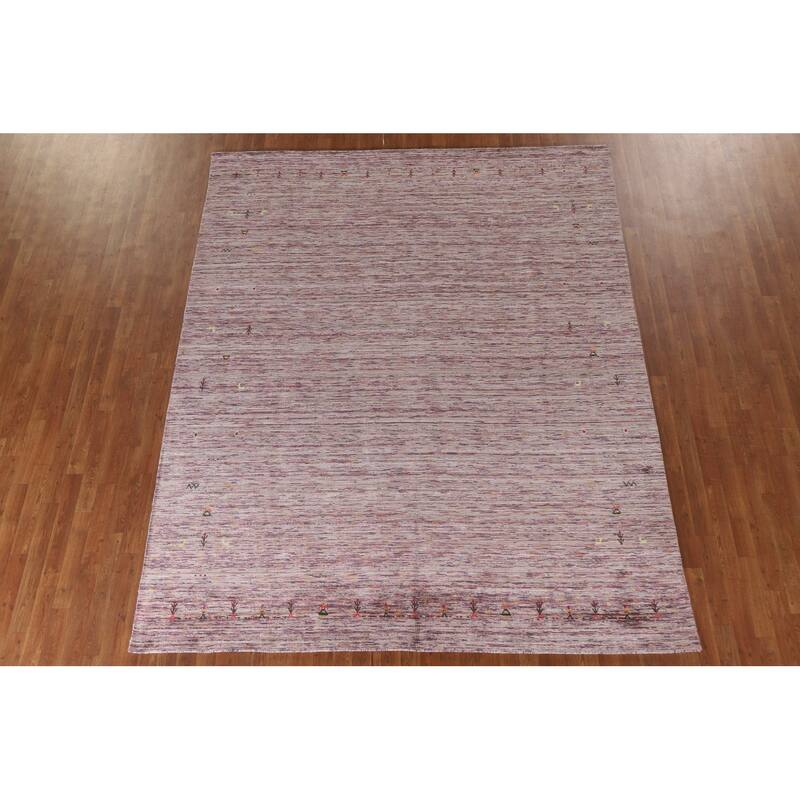 Gabbeh Indian Area Rug Hand-Knotted Tribal Wool Carpet - 8'0"x 9'11"
