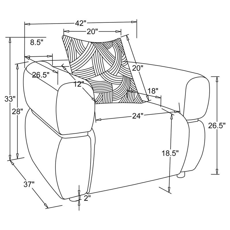 Jeanette Fabric Upholstered Round Arm Sofa Set Beige