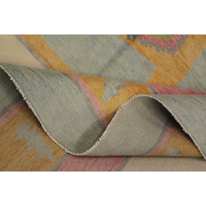 Hand Knotted Oriental 100% Wool Carpet Modern Geometric Multi-Colored Gabbeh Area Rug - 12' 0'' X 9' 3''