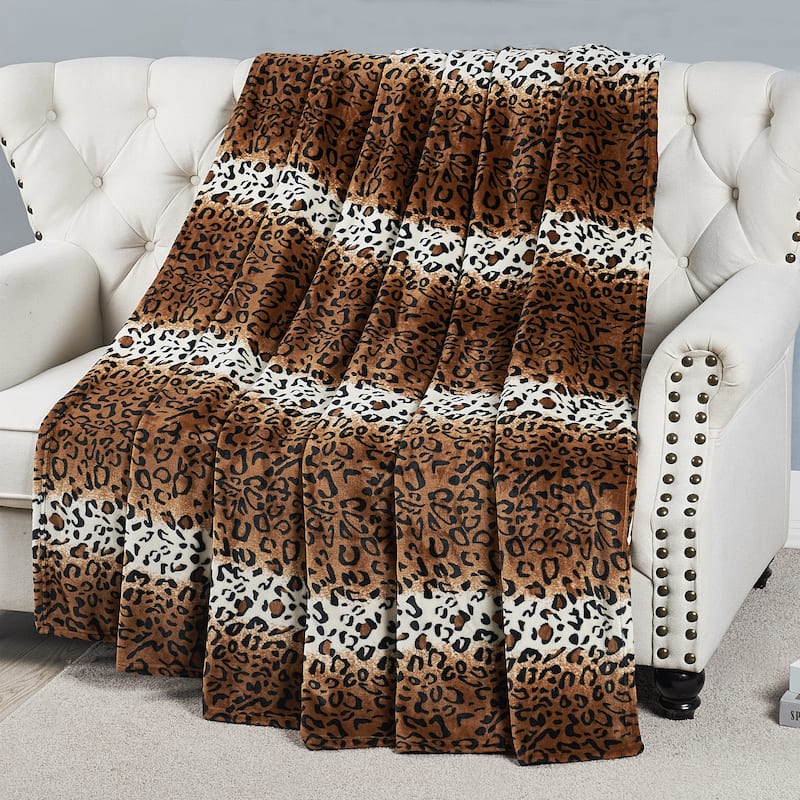 Lightweight Printed Safari Animal Flannel Fleece Blanket