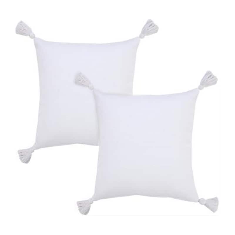 Sevita Sundaze Tasseled Cotton Throw Pillow, Set of 2 - White