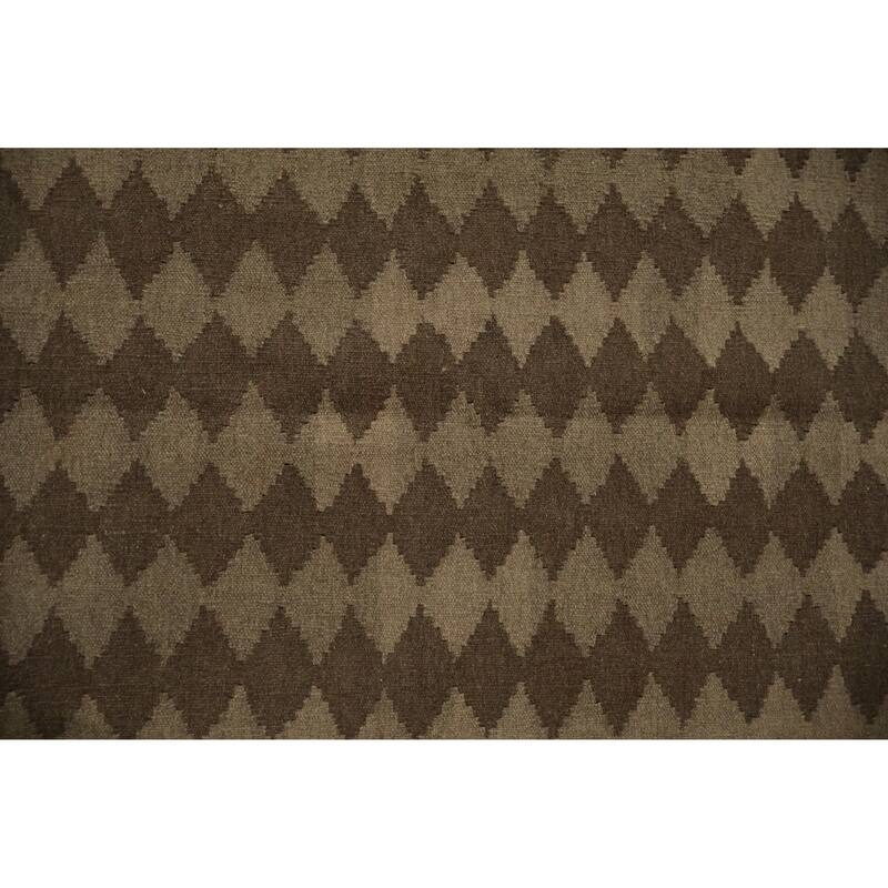 Hand Woven Oriental 100% Wool Carpet Southwestern Modern Brown Kilim Area Rug - 13' 0'' X 10' 0''