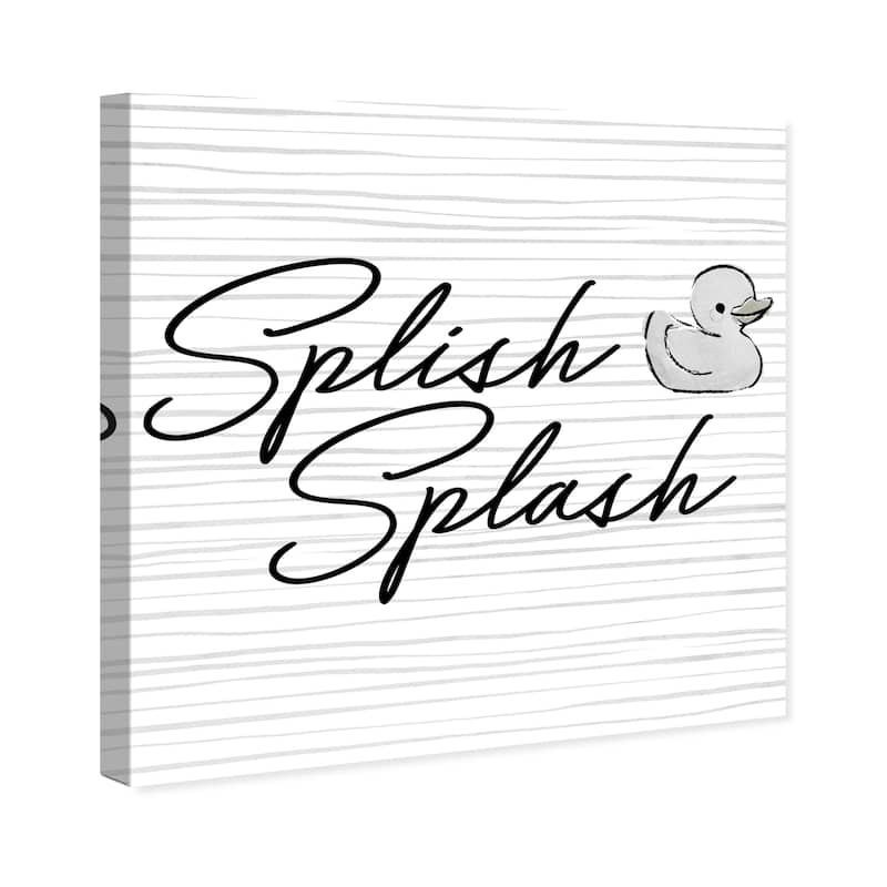 Wynwood Studio Prints Bath and Laundry Splish Splash White and Modern & Contemporary Wall Art Canvas Print