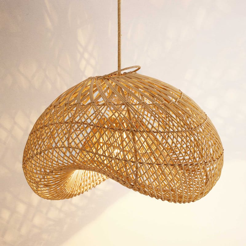 Sepherina Rattan Pendant Light Natural Large Sculptural Handwoven Light Fixture For Modern, Transitional, Farmhouse Room Décor.