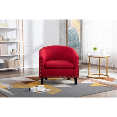 Siavonce Accent Barrel Chair Living Room Chair with Nailheads - 29.13" x 25.2" x27.95"H