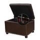 preview thumbnail 4 of 11, Adeco Tufted Bottom Bonded Leahter Brown Rectangle Storage Ottoman