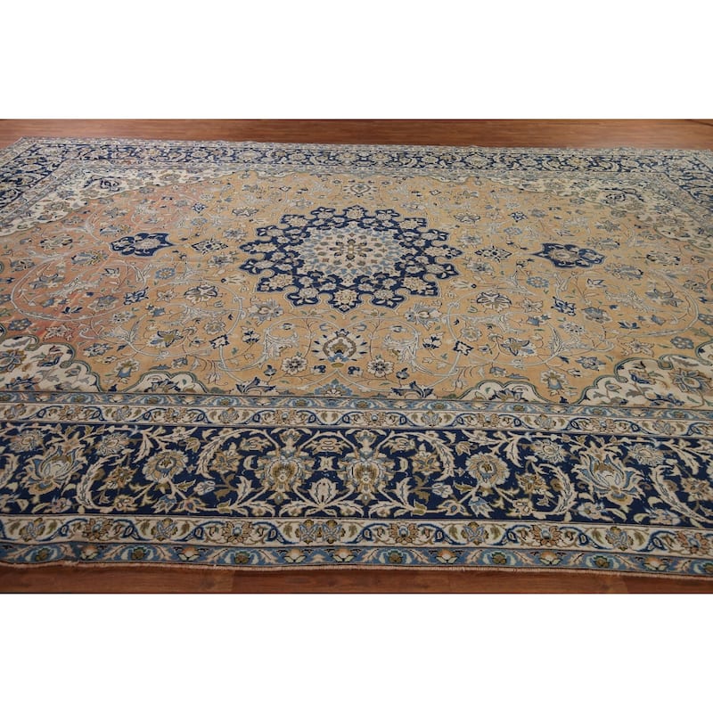 Large Najafabad Persian Vintage Area Rug Hand-Knotted Wool Carpet - 11'7" x 17'4"