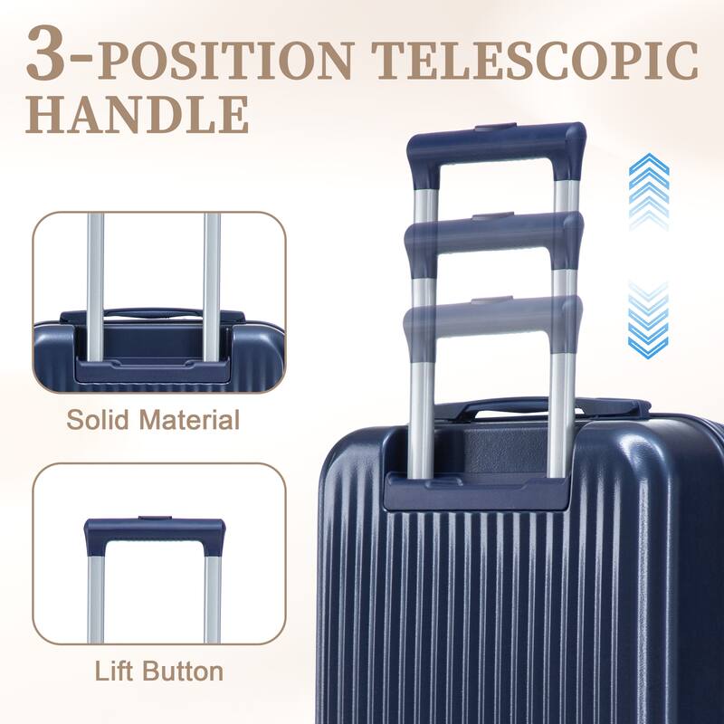 14"/20" 2 pcs/set in ABS Spinner Wheel Luggage, with Combination Lock and Front Opening Design, 14" Cosmetic Case