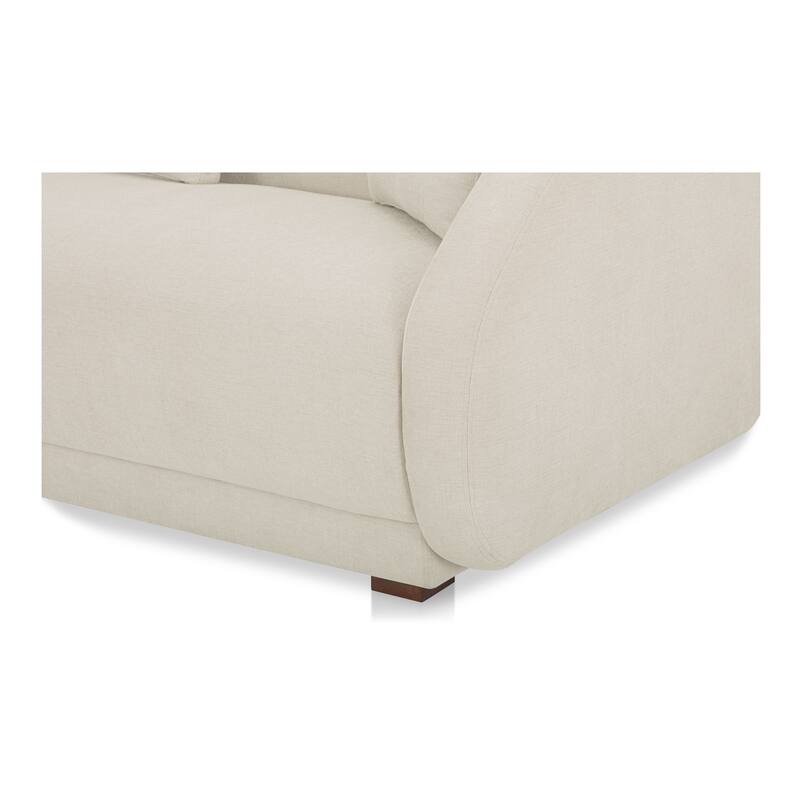 NADAAL STUDIOS Solace Left Arm Facing Modular Sofa, Deep Foam & Fiber Cushioning, Plinth Base, Two Toss Cushions, White