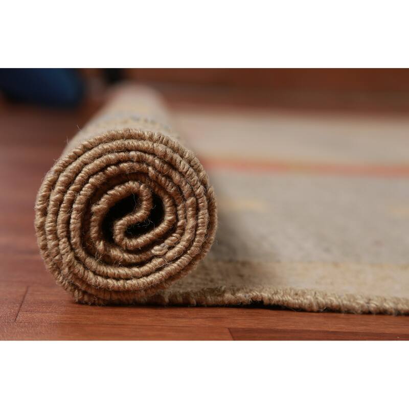 Hand Woven Oriental 100% Jute Carpet Southwestern Modern Beige & Ivories Kilim Area Rug - 13' 3'' X 10' 8''