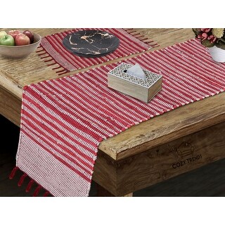 Hand Woven Cotton Tabletop Table Runner | Reversible | Machine Washable ...