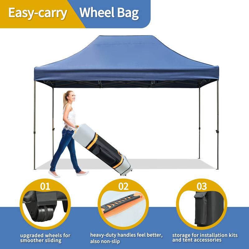 Clihome 10x15 Pop Up Canopy Tent with 4 Sidewalls, 3 Height Adjustable Outdoor Party Event Tent