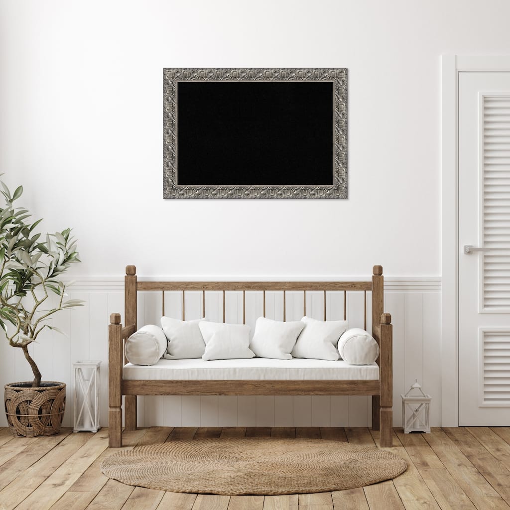 Silver Luxor Wood Framed Black Corkboard Bulletin Board