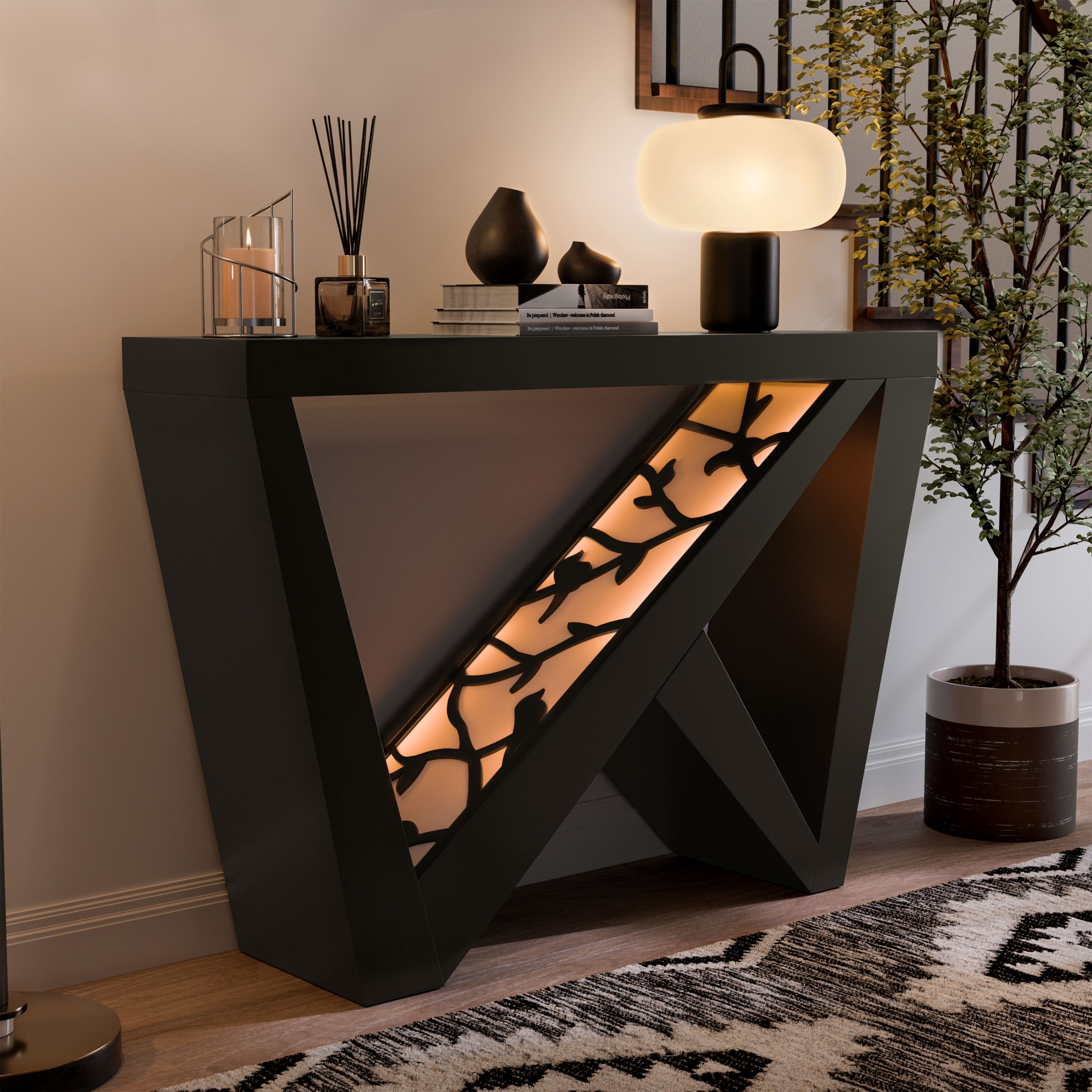 DH BASIC Modern Decorative Console Table with W-Shaped Legs