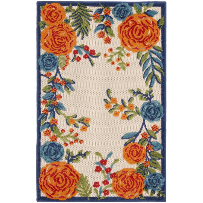 Gafi Botanic Elegance Sun-Resistant Colors Trendy Modern Outdoor Rug - 3' X 4'
