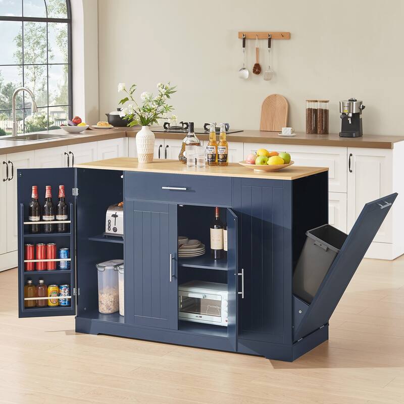 Kitchen Storage Islands with Drawers and Trash Can Storage for Kitchen & Dining