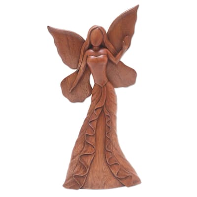 Novica Handmade Butterfly Queen Wood Statuette - 11.75" H x 6" W