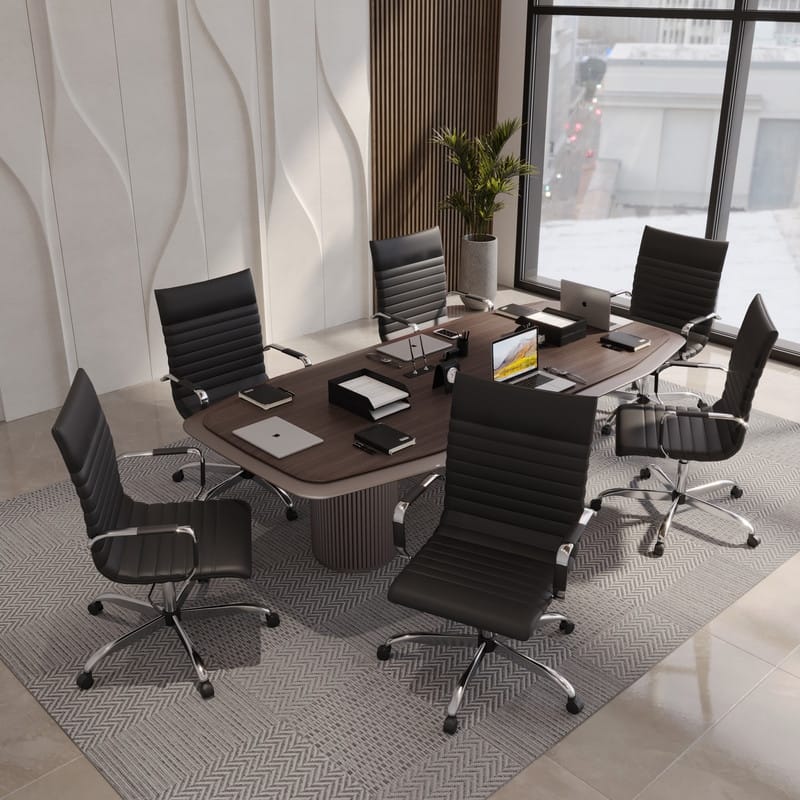 Harris Modern High-Back Leather Executive Office Chair with Steel Frame, Adjustable Height, Tilt Lock, & Swivel for Home/Office