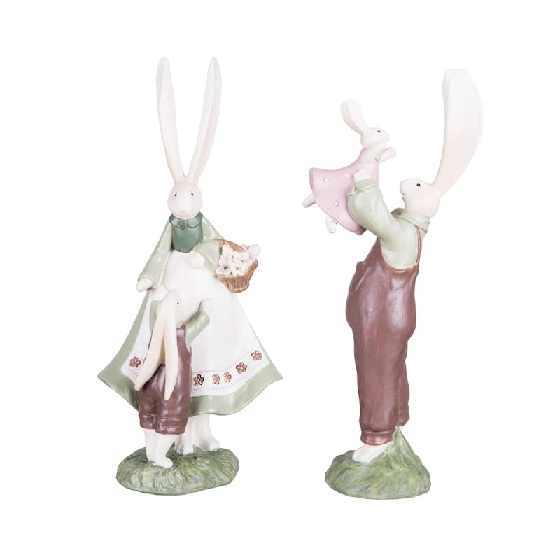 Mom And Dad With Family Bunny Figurine A/2
