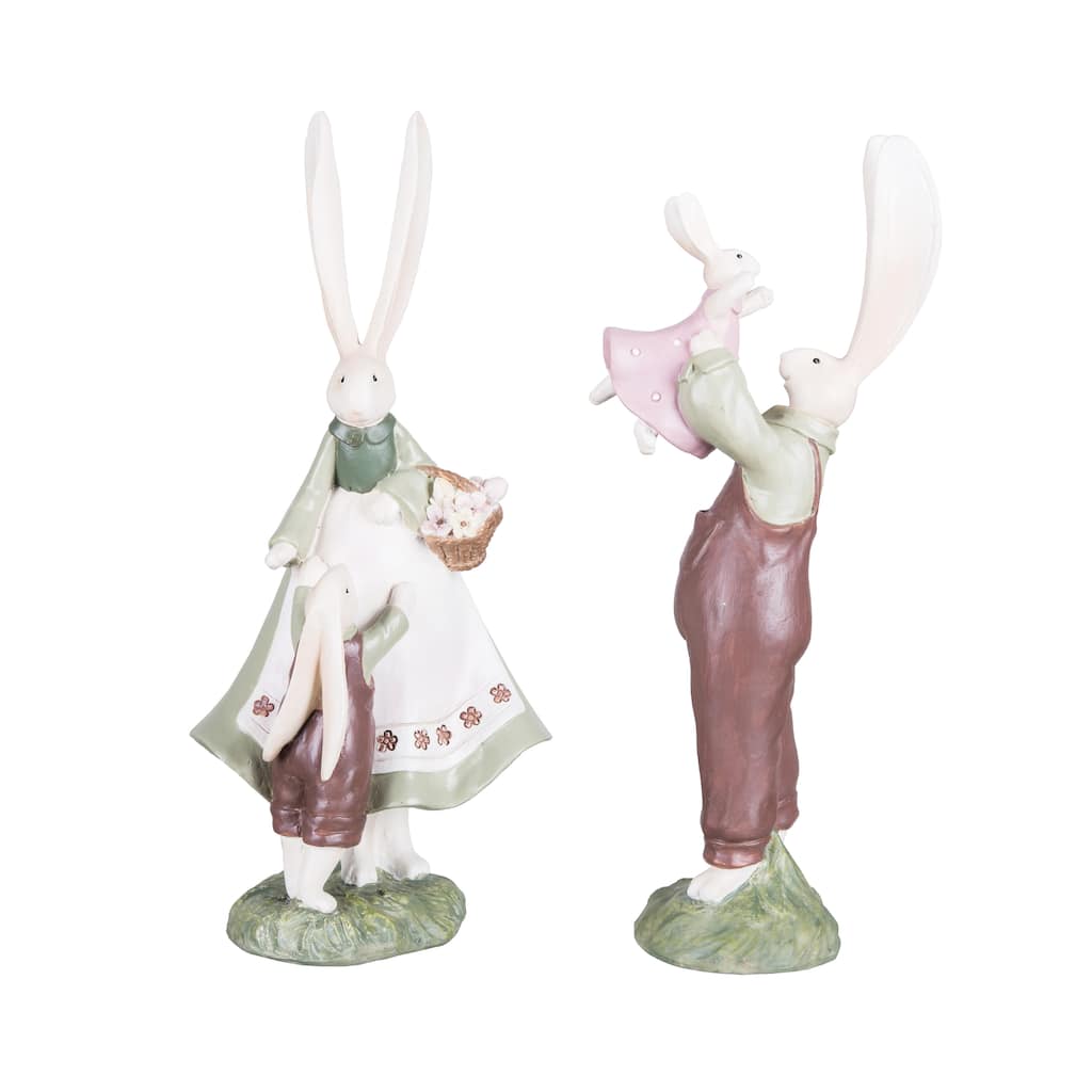 Mom And Dad With Family Bunny Figurine A/2