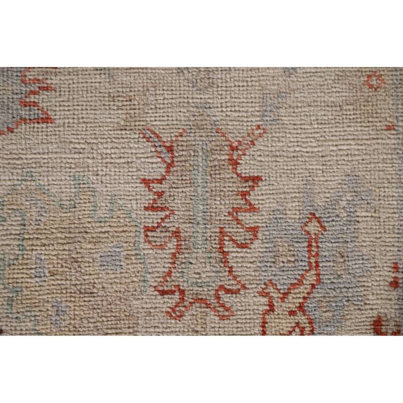 Hand Knotted Oriental 100% Wool Carpet Transitional All-Over Beige & Ivories Oushak Runner Rug - 17' 7'' X 2' 5''