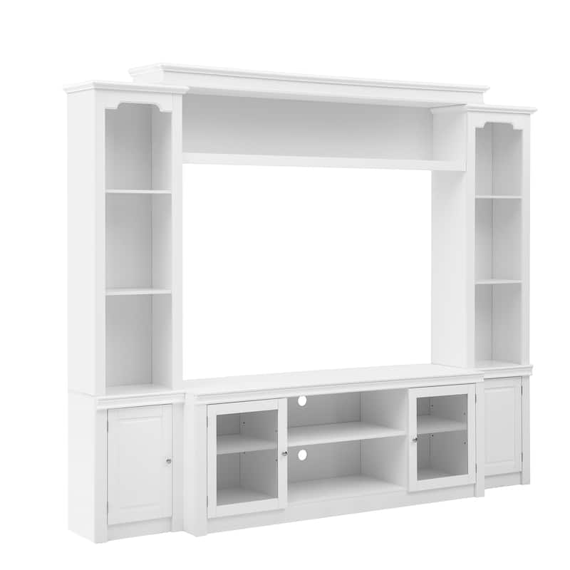 Living Room Entertainment Center Wall Unit Media Console for TVs Up to 65", Integrated TV Stand Bookshelf and Display Cabinet