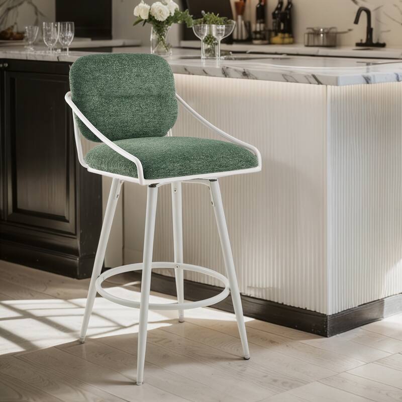 Art Leon Mid-century Modern Fabric Swivel Barstool - Green
