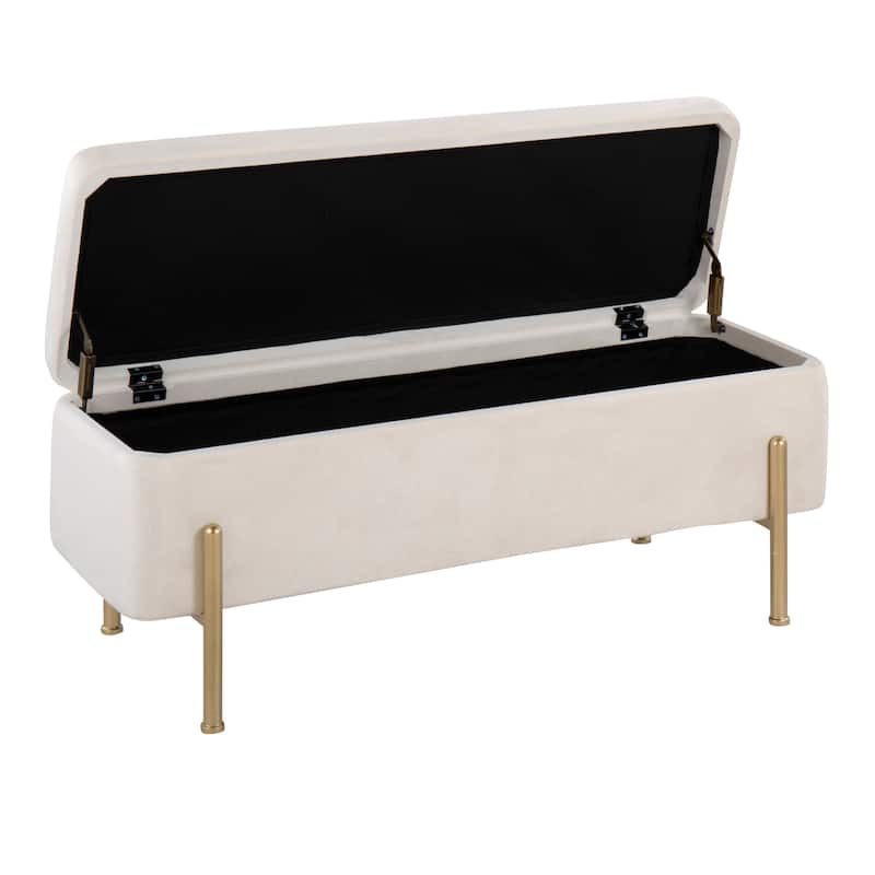 Silver Orchid Galotti Storage Bench with Flip-Top Lid