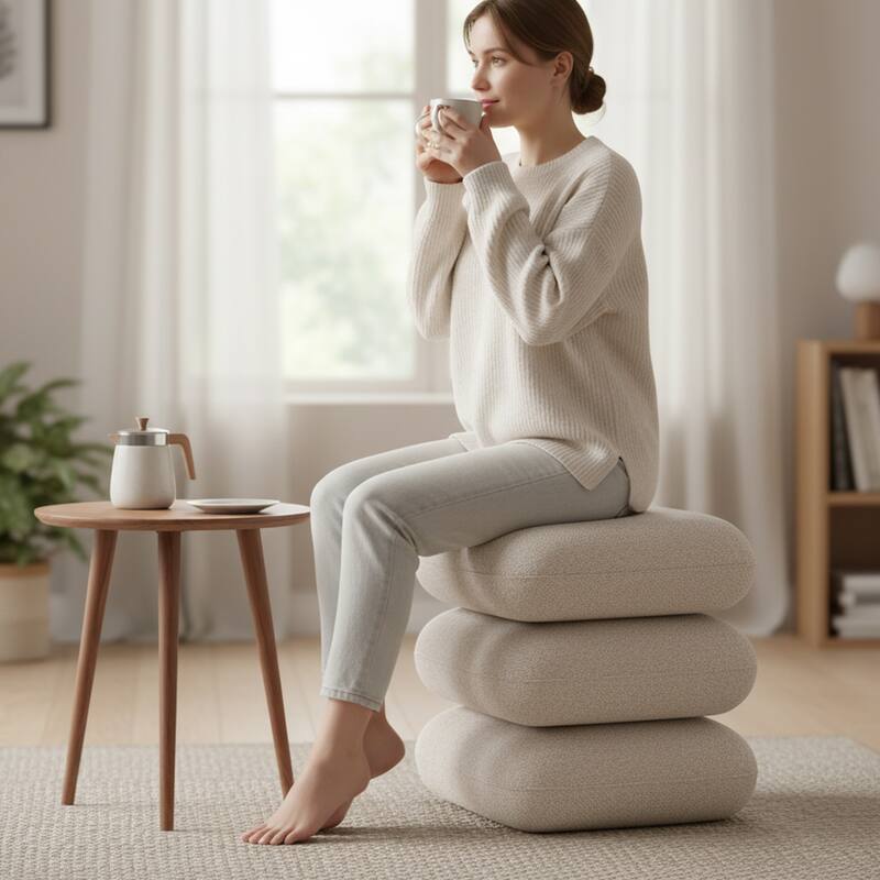 Modern 360° Swivel Multi-Layer Upholstered Ottoman